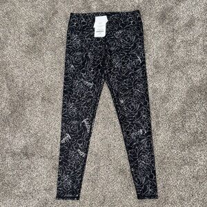 Black Floral Print Leggings